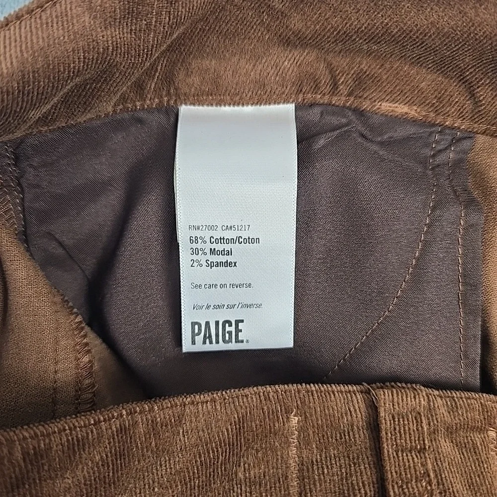 Paige Straight Leg Corduroy Ankle Pants‎ 31 Brown